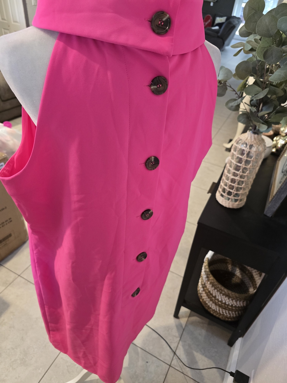 Sail to Sable Women’s Pink hydra cowl Neck Shift Dress Lined Button XL - Picture 7 of 9